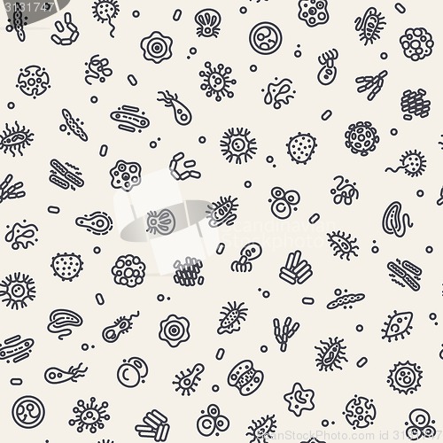 Image of Light Seamless Pattern with Bacteria and Germs