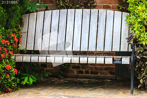 Image of Old Wooden Bench in the garden