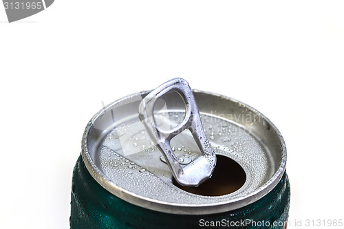 Image of Closeup shot from the pull ring on a beverage can