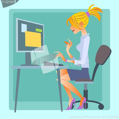 Image of woman working computer