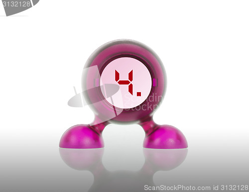 Image of Small pink plastic object with a digital display