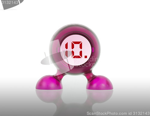 Image of Small pink plastic object with a digital display