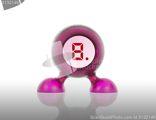 Image of Small pink plastic object with a digital display