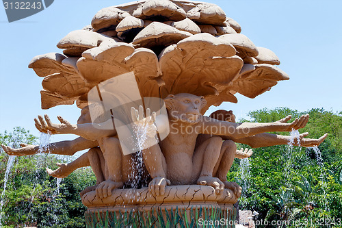 Image of Gigantic monkey statues on fountain in famous Lost City
