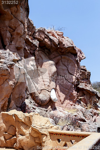 Image of elephant statue on the Bridge of Time, Sun City resort