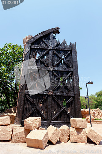 Image of Gigantic door near bridge in famous Lost City