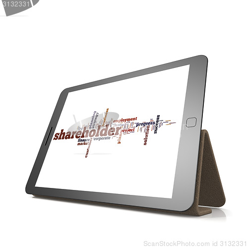 Image of Shareholder word cloud on tablet