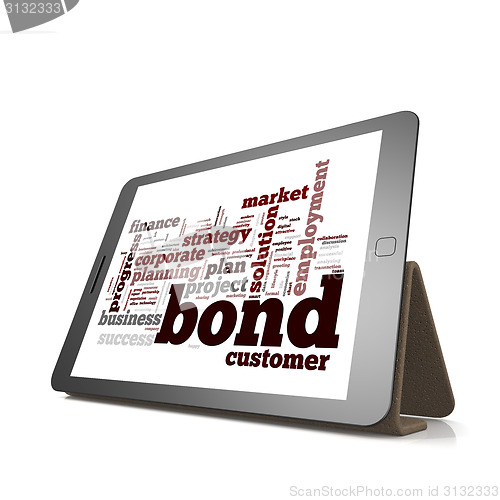 Image of Bond word cloud cloud on tablet