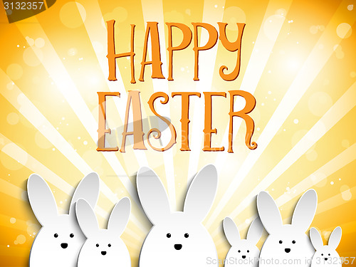 Image of Happy Easter Rabbit Bunny on Orange Background