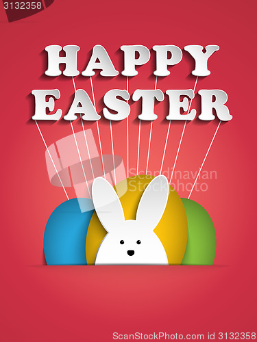 Image of Happy Easter Rabbit Bunny on Pink Background