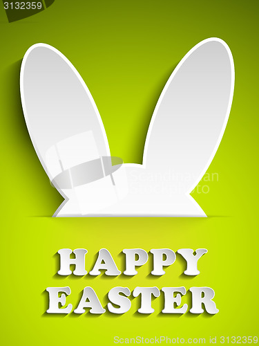 Image of Happy Easter Rabbit Bunny on Green Background