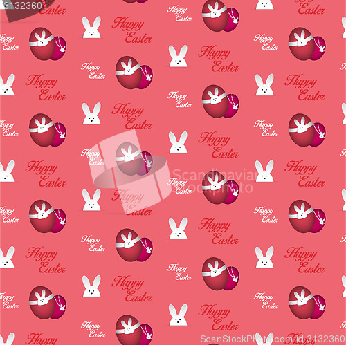 Image of Happy Easter Rabbit Bunny Pink Seamless Background