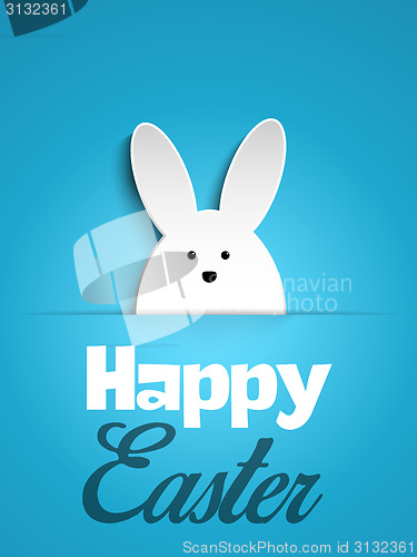 Image of Happy Easter Rabbit Bunny on Blue Background