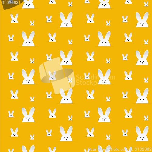 Image of Happy Easter Rabbit Bunny Orange Seamless Background