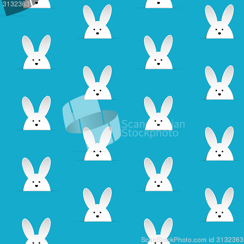 Image of Happy Easter Rabbit Bunny Blue Seamless Background