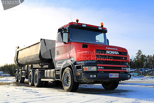 Image of Red Conventional Cab Scania 164C Truck