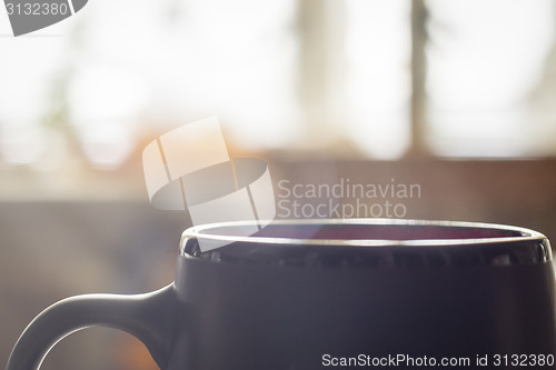 Image of Morning hot cup of coffee with smoke