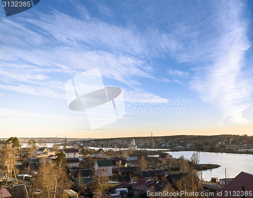 Image of City bay of lake in spring 