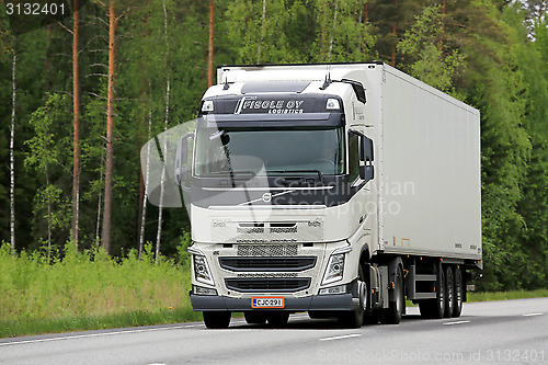 Image of White Volvo FH Truck on the Road