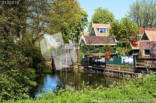 Image of Picturesque rural landscape with typical Dutch houses.