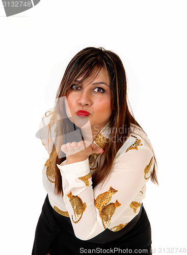 Image of Woman blowing kiss.