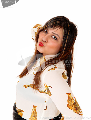 Image of Portrait of girl like to kiss.