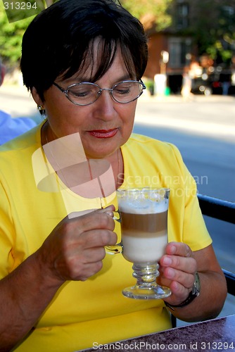 Image of Mature woman coffee