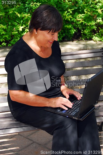 Image of Mature woman computer