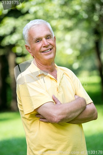 Image of Portrait of smiling elderly man