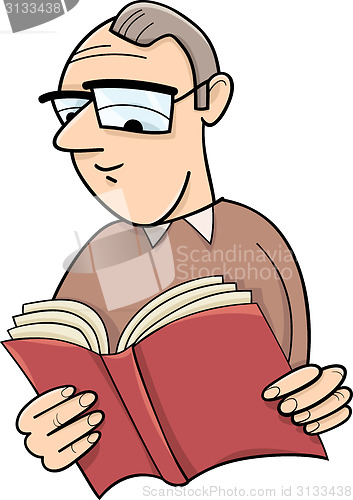 Image of reader with book cartoon illustration