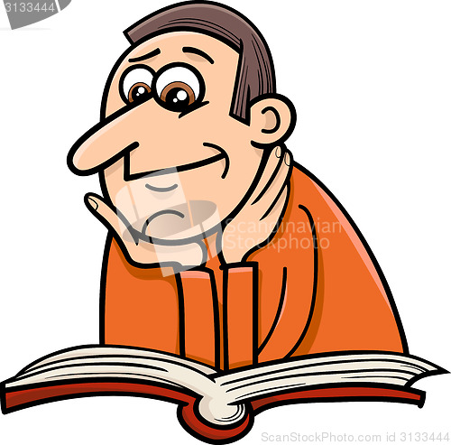 Image of reader man cartoon illustration