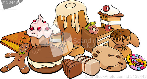 Image of sweets group cartoon illustration