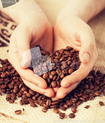 Image of man holding coffee beans