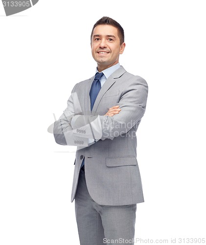 Image of happy smiling businessman in suit