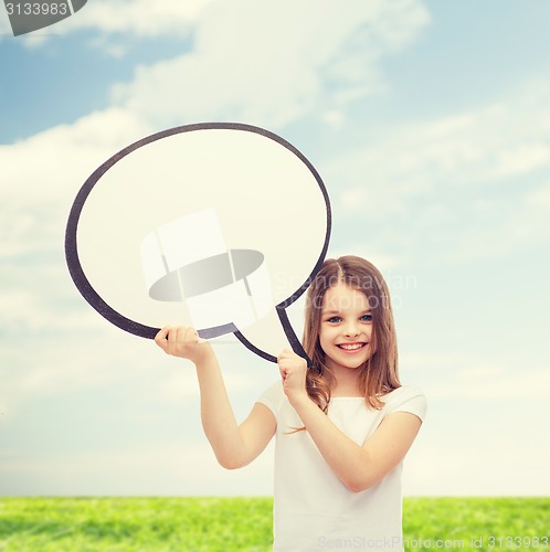 Image of smiling little girl with blank text bubble