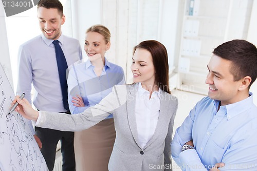 Image of smiling business people meeting in office