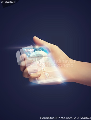 Image of hand and smartphone with news