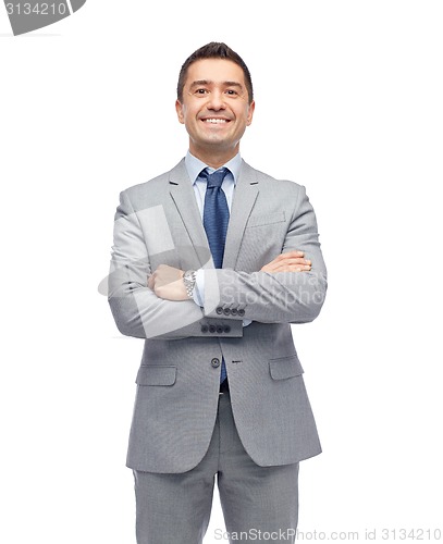 Image of happy smiling businessman in suit