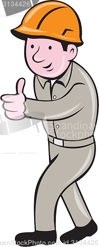 Image of Builder Construction Worker Thumbs Up Cartoon