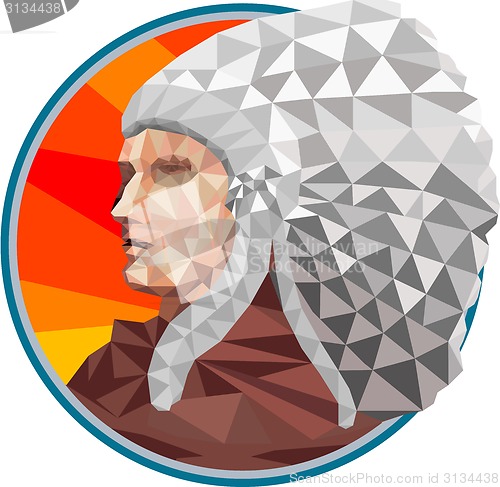 Image of Native American Indian Chief Warrior Low Polygon