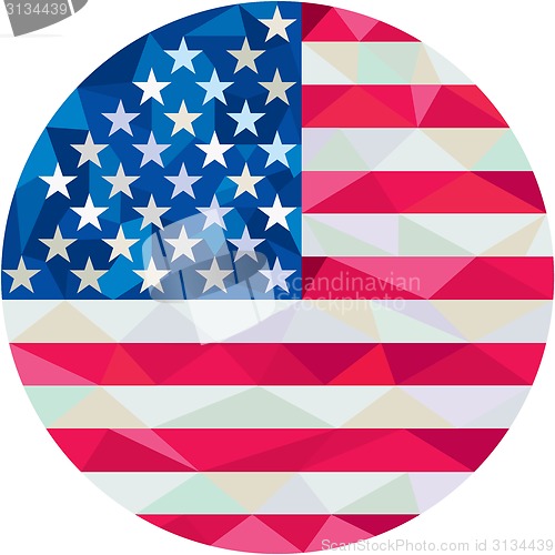 Image of USA Flag Stars and Stripes Circle Low Polygon