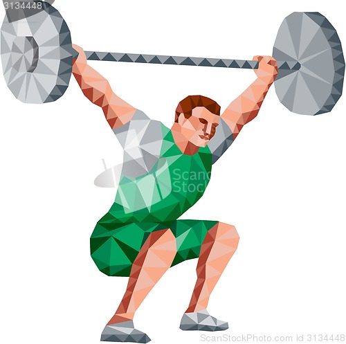 Image of Weightlifter Lifting Barbell Low Polygon