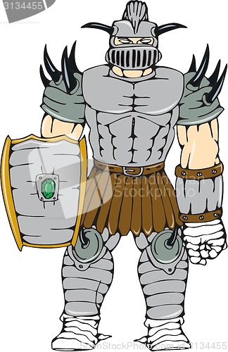 Image of Horned Knight Full Armor Shield Cartoon
