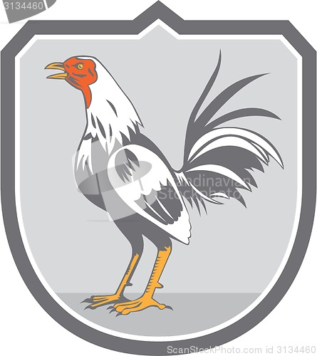 Image of Cockerel Rooster Standing Shield Retro