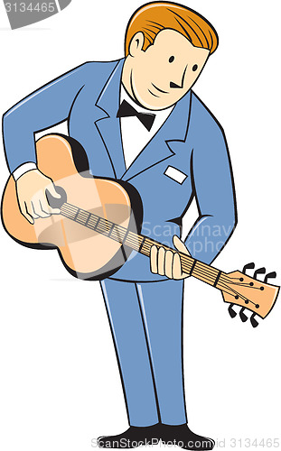 Image of Musician Guitarist Standing Guitar Cartoon