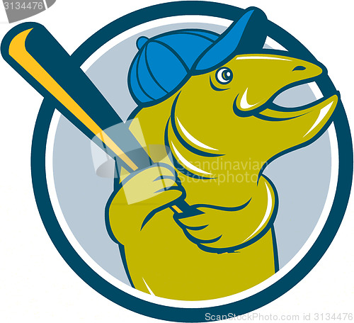 Image of Trout Fish Baseball Batting Circle Cartoon