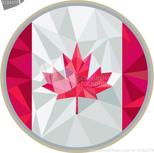 Image of Canada Flag Icon Circle Low Polygon