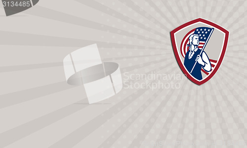 Image of Business card American Patriot Holding USA Flag Shield