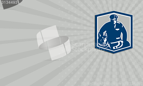 Image of Business card Canine Policeman With Police Dog Retro