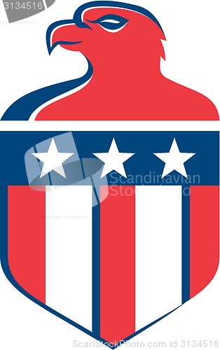 Image of American Bald Eagle Head Flag Shield Retro